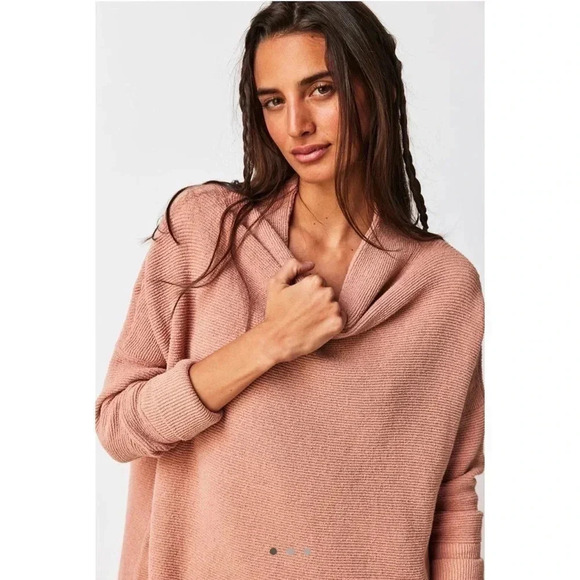 NWT Free People Ottoman Slouchy Tunic Sweater Cafe Cream Tan Small Oversized - Picture 1 of 9